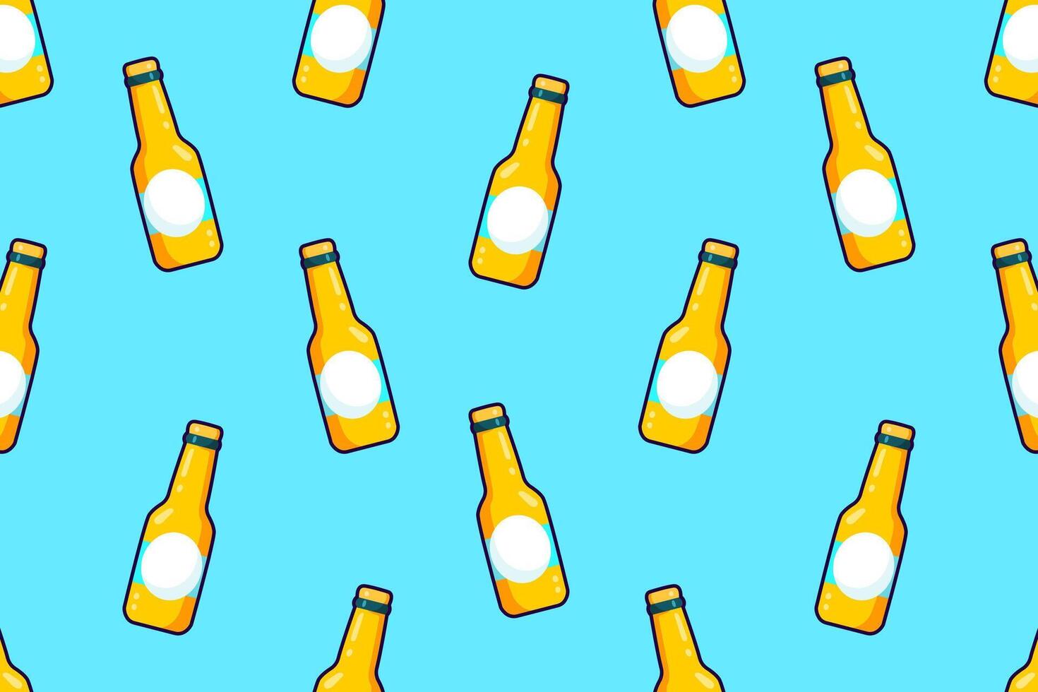 Pattern of cartoon yellow drink bottles. vector