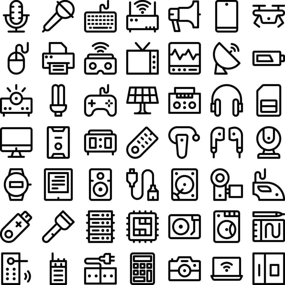 Electronics Tool Equipment Device Icon Set. Perfect for user interface, new application vector