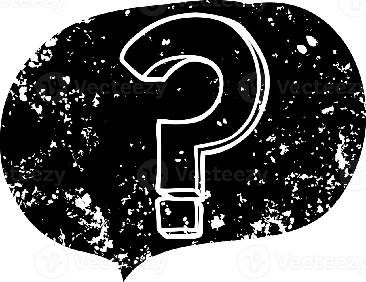 hand drawn speech bubble cartoon question mark distressed icon png
