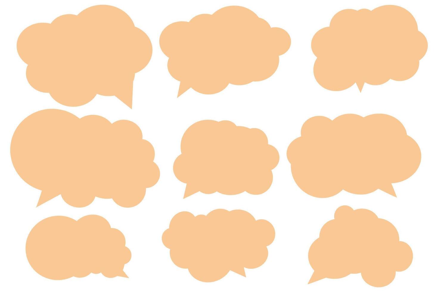 Set speech bubbles on white background. chat box or chat square and doodle message or communication icon Cloud speaking for comics and minimal message dialog vector