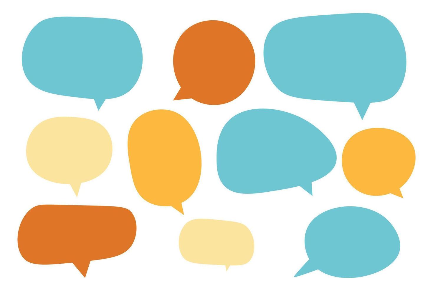 Set speech bubbles on white background. chat box or chat square and doodle message or communication icon Cloud speaking for comics and minimal message dialog vector