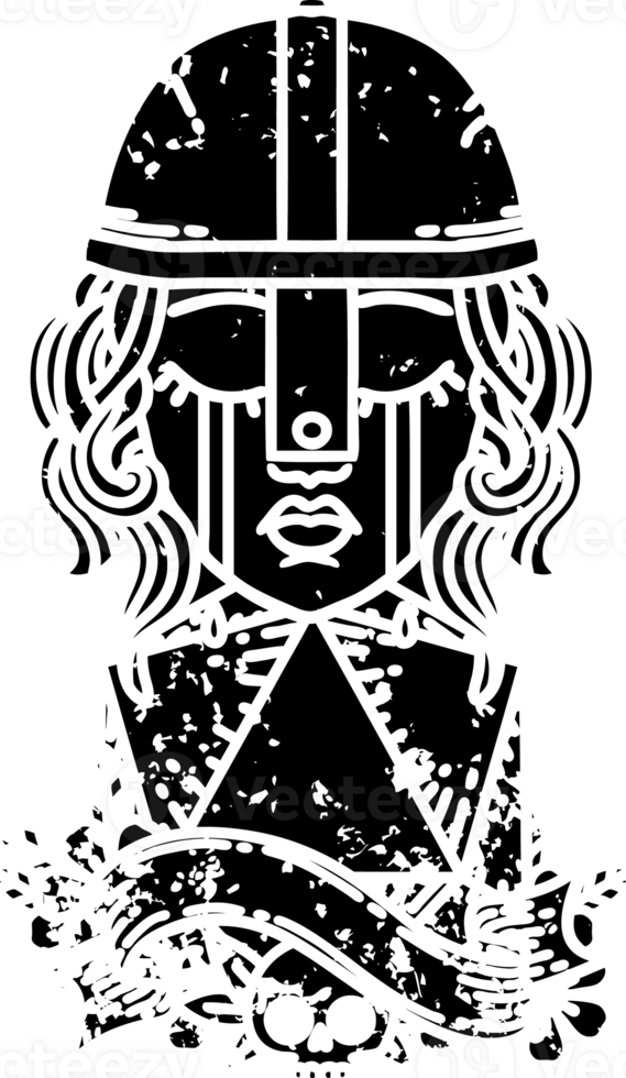 Black and White Tattoo linework Style crying human fighter with natural one D20 dice roll distressed icon png
