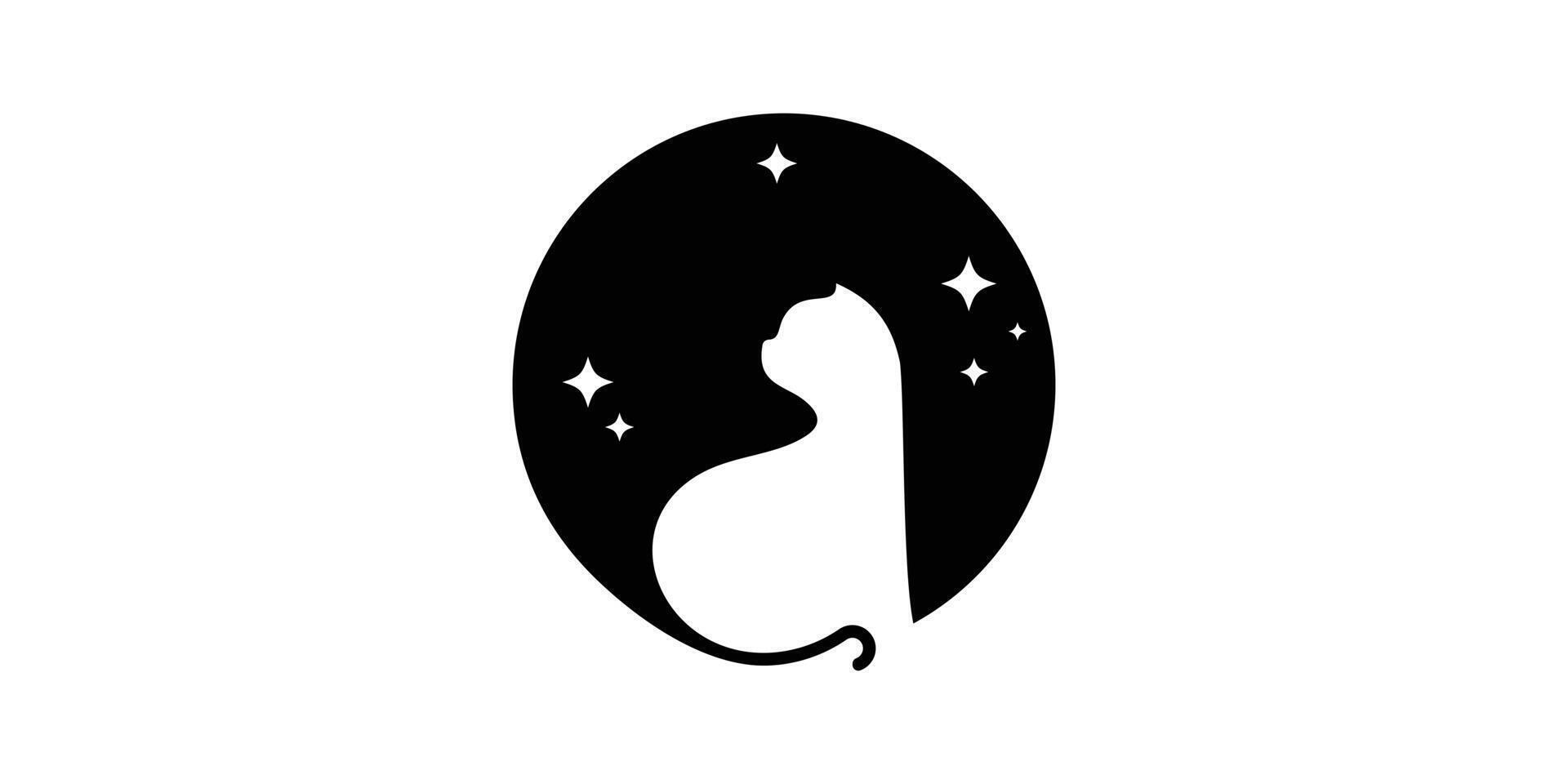logo design moon cat, dream, star, logo design icon, symbol, , creative idea. vector