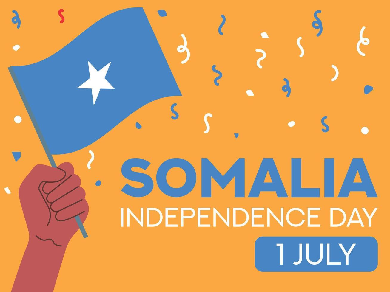 somalia independence day 1 July. somalia flag in hand. Greeting card, poster, banner template vector