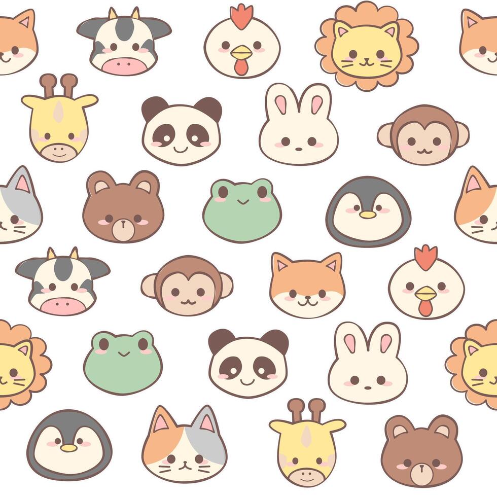 Cute animal cartoon seamless pattern vector