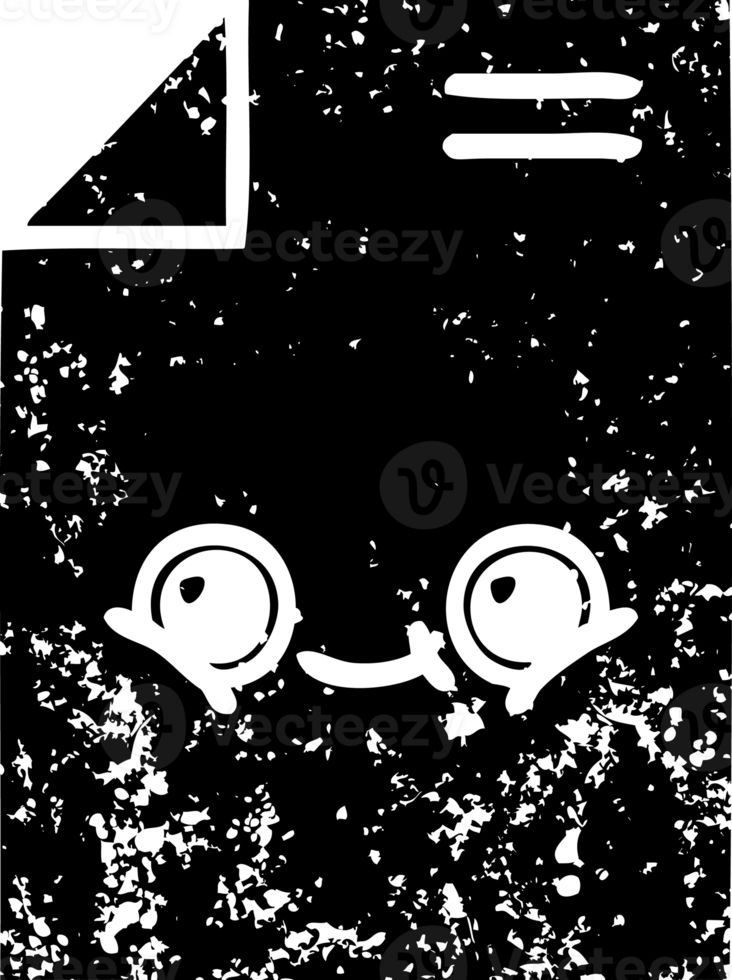 line drawing cartoon of a sheet of paper  distressed icon png