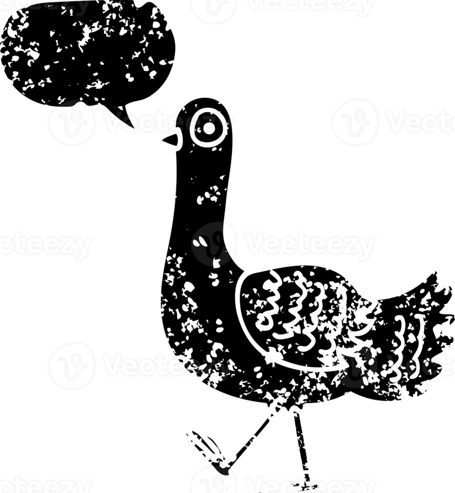 hand drawn speech bubble cartoon pigeon distressed icon png