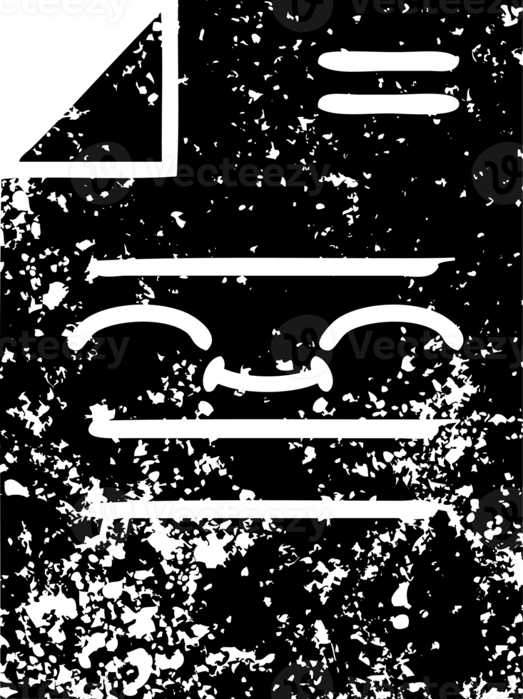 line drawing cartoon of a sheet of paper  distressed icon png
