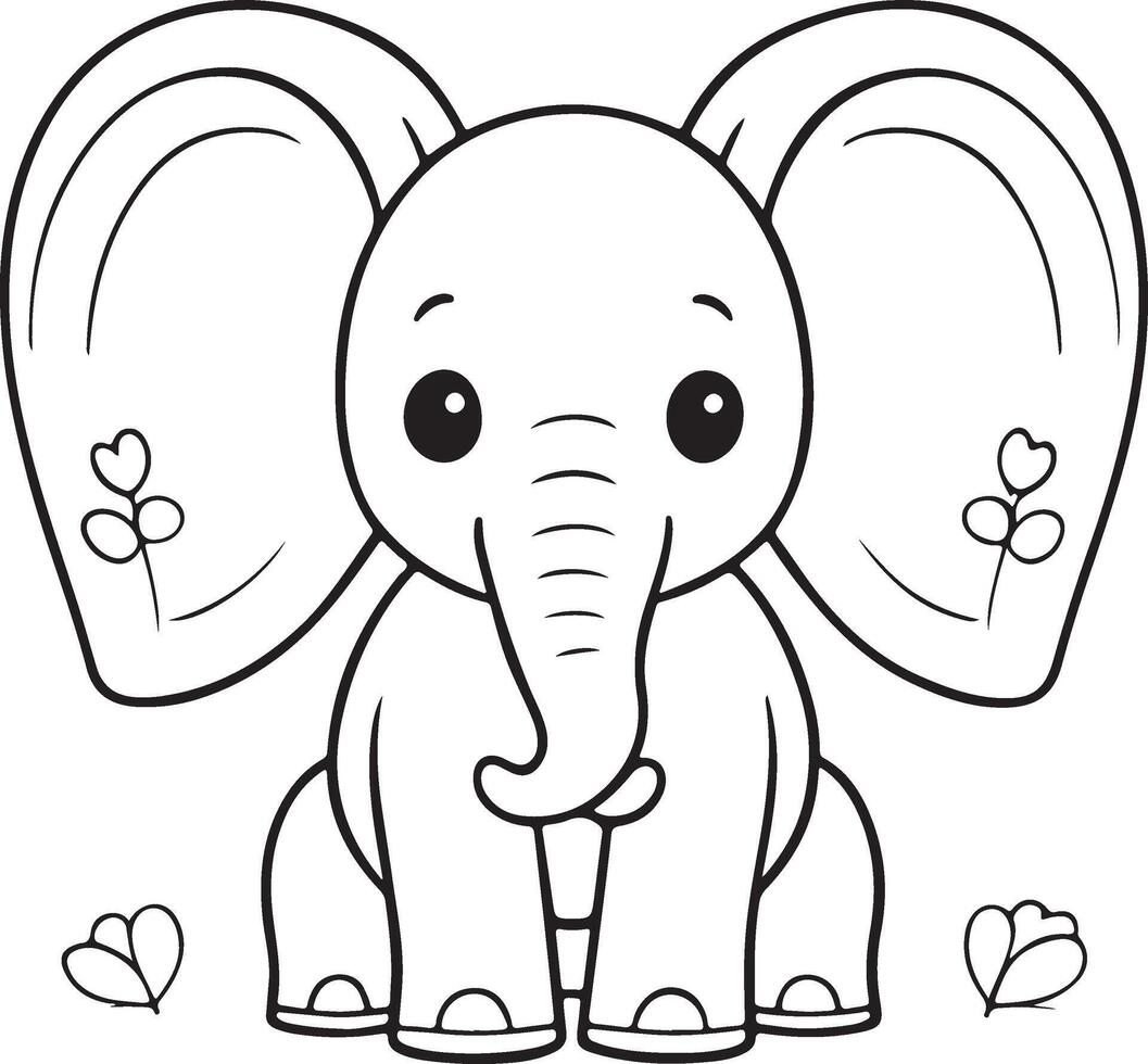 A cute elephant with a heart on its ear vector