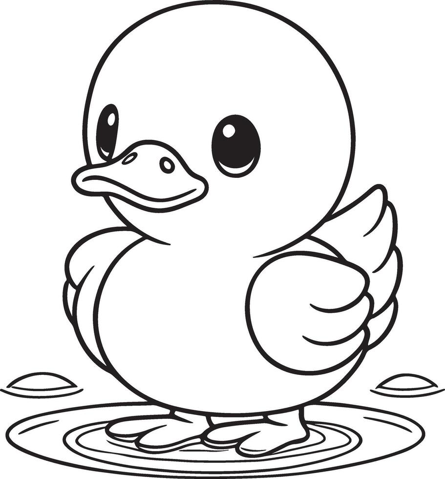 A cute duck is standing in a puddle of water vector