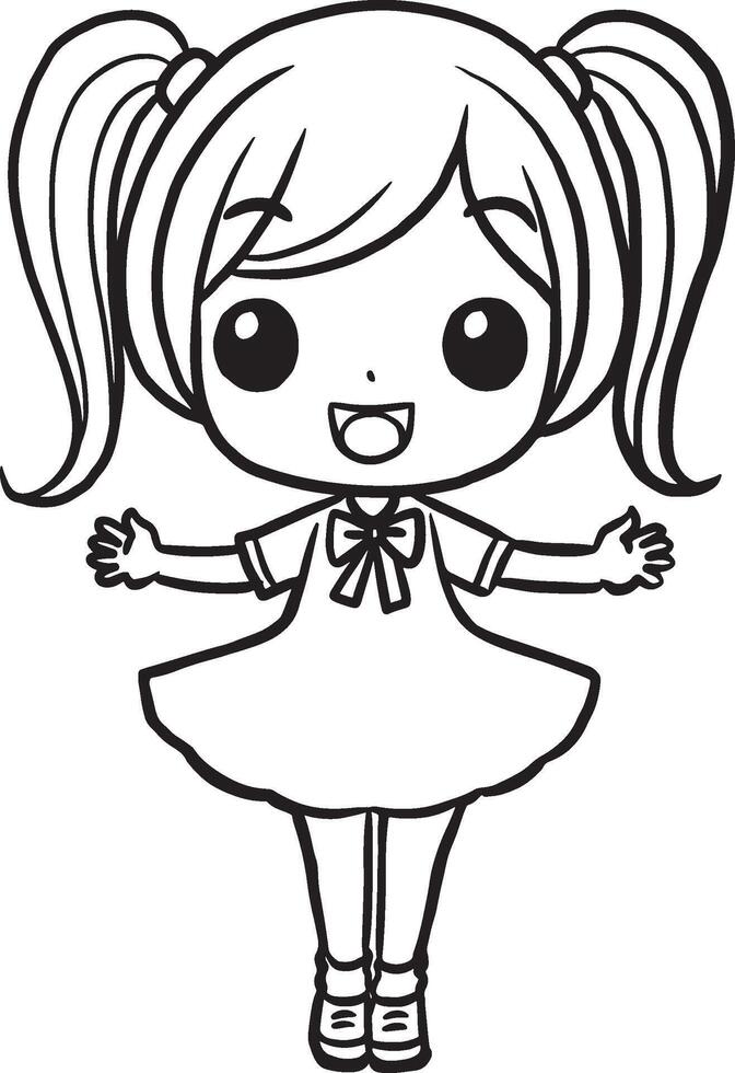 cartoon drawing live art little girl vector