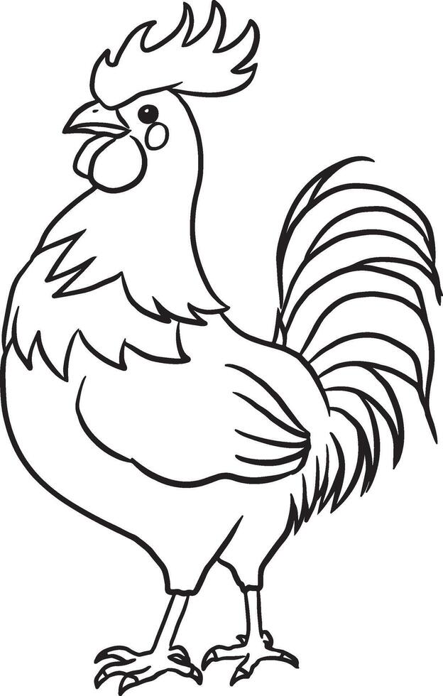 Chicken, Kawaii, Cartoon Character, Cute Lines and Colorful Coloring Pages vector