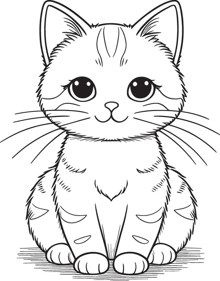 Kawaii cats, cartoon characters, cute lines and colorful coloring pages. vector