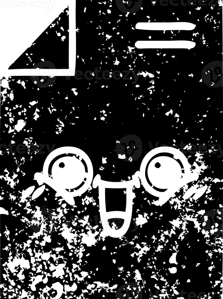 line drawing cartoon of a sheet of paper  distressed icon png