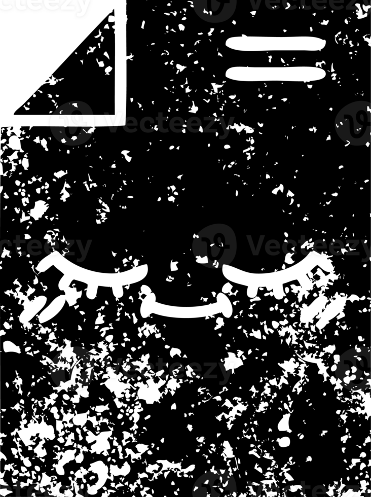 line drawing cartoon of a sheet of paper  distressed icon png