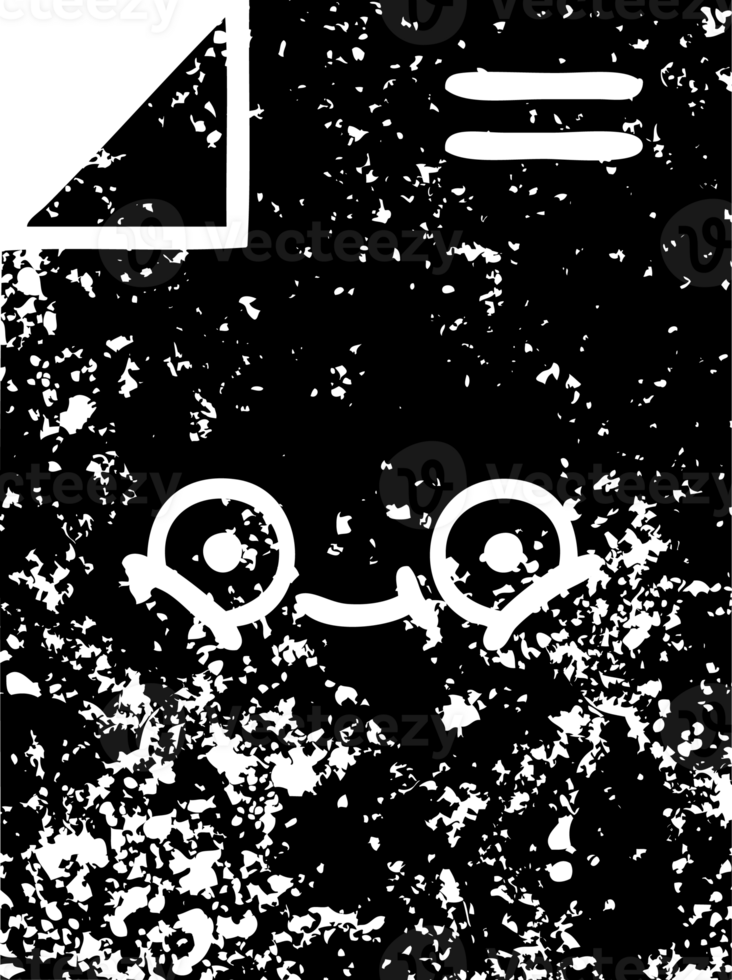 line drawing cartoon of a sheet of paper  distressed icon png