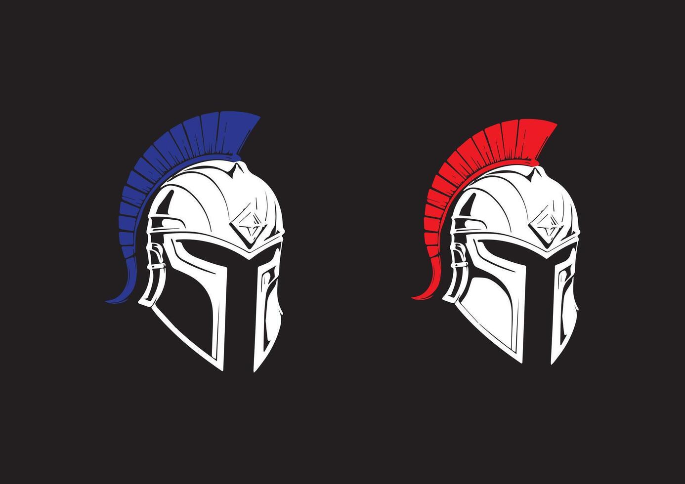 Set of Two Spartan Helmet Logos Showing Strength, Courage, and Warrior Spirit vector