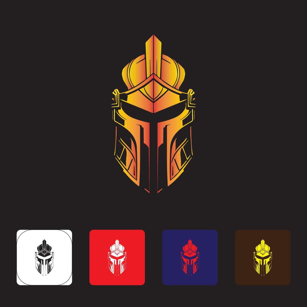 Ancient Warriors Medieval-Inspired Helmet Logo Design Showing Warrior's Valor vector