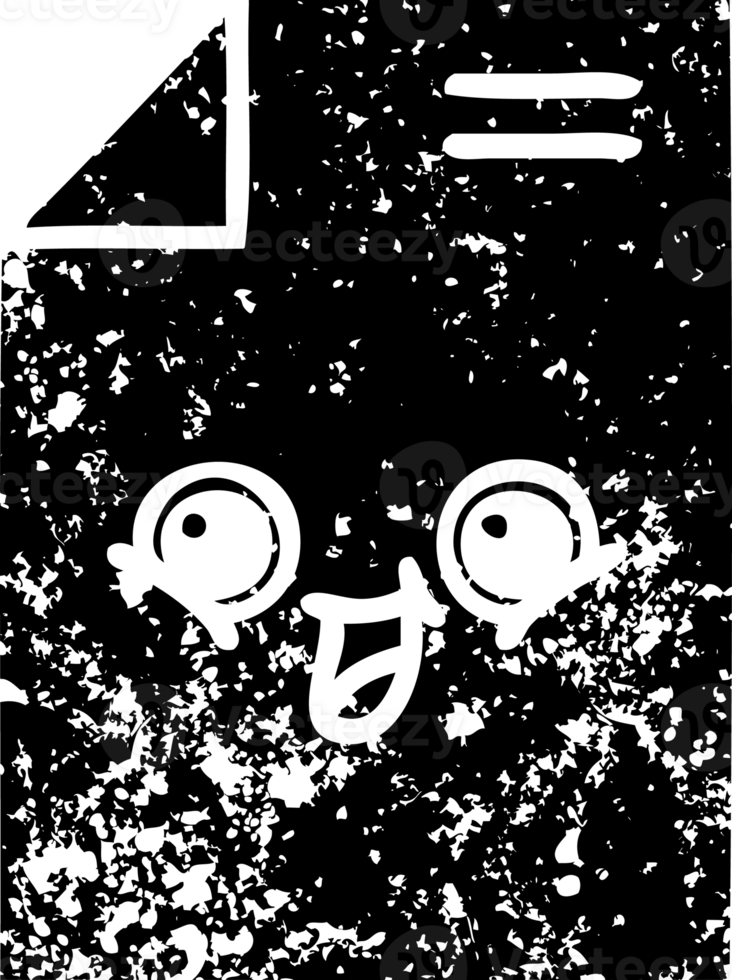 line drawing cartoon of a sheet of paper  distressed icon png