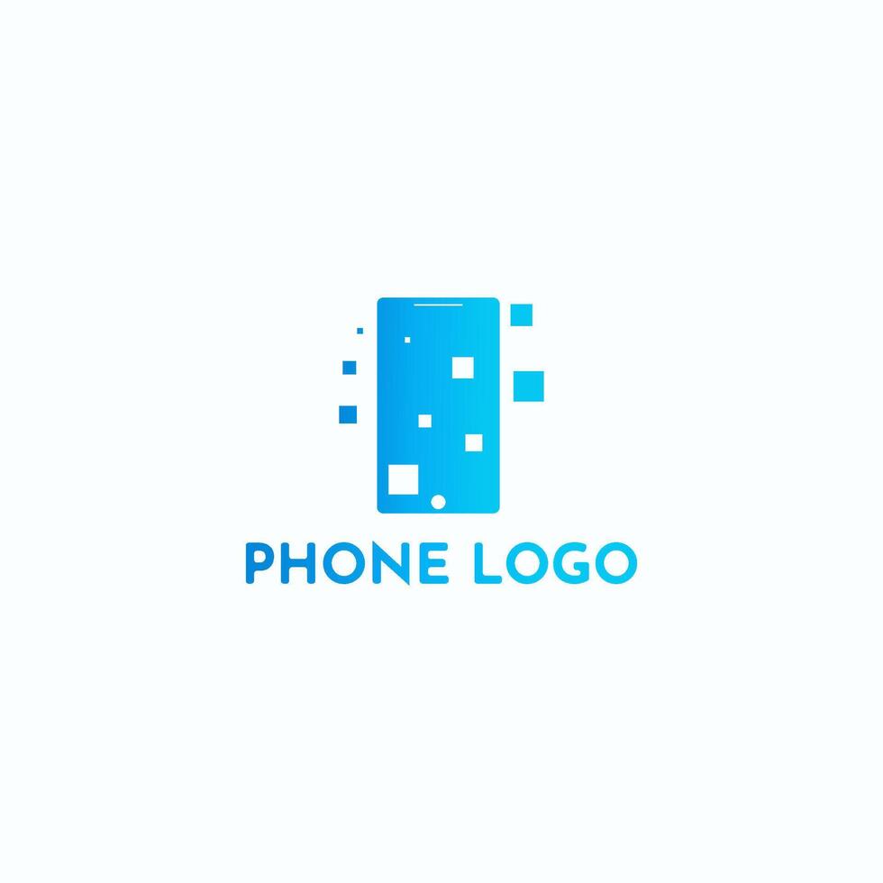 Phone logo with added pixel shapes. vector