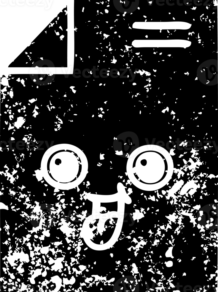 line drawing cartoon of a sheet of paper  distressed icon png