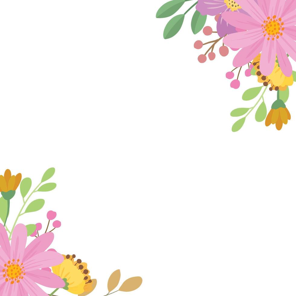 border with beautiful flower arrangements vector