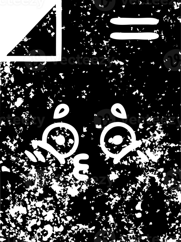 line drawing cartoon of a sheet of paper  distressed icon png