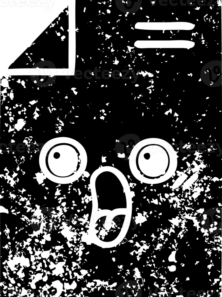line drawing cartoon of a sheet of paper  distressed icon png