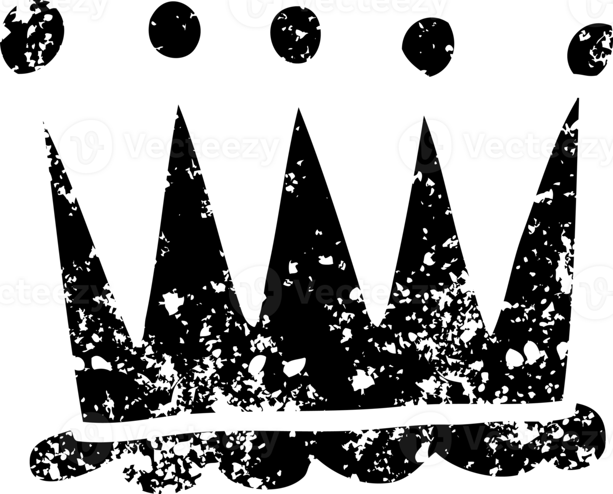simple line drawing cartoon crown distressed icon png