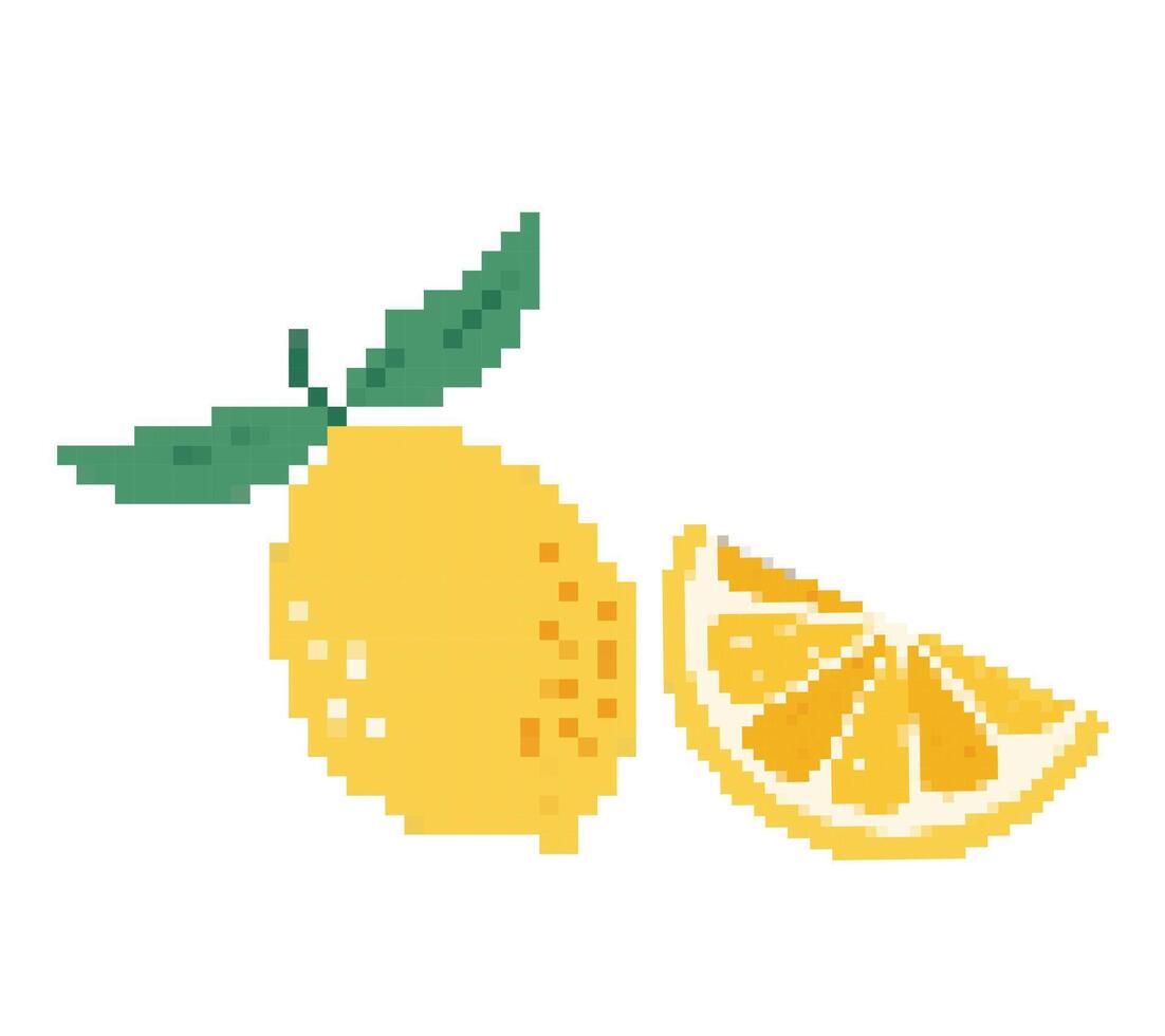 pixel art fruit collection. banana, limondragon fruit, et. vector