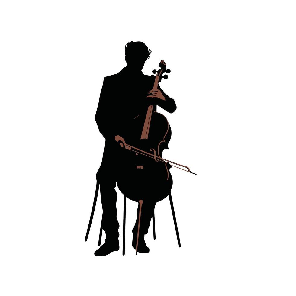 Male Cellist in Concert Silhouette vector