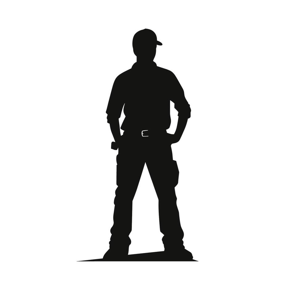 Confident Man Silhouette with Hands on Hips vector