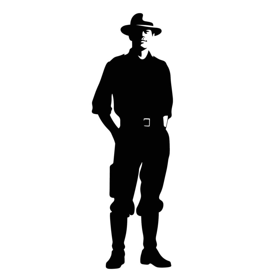 Cowboy Stance Silhouette with Hands on Belt vector