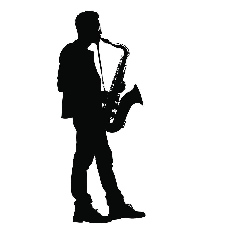 Male Saxophonist Performance Silhouette vector