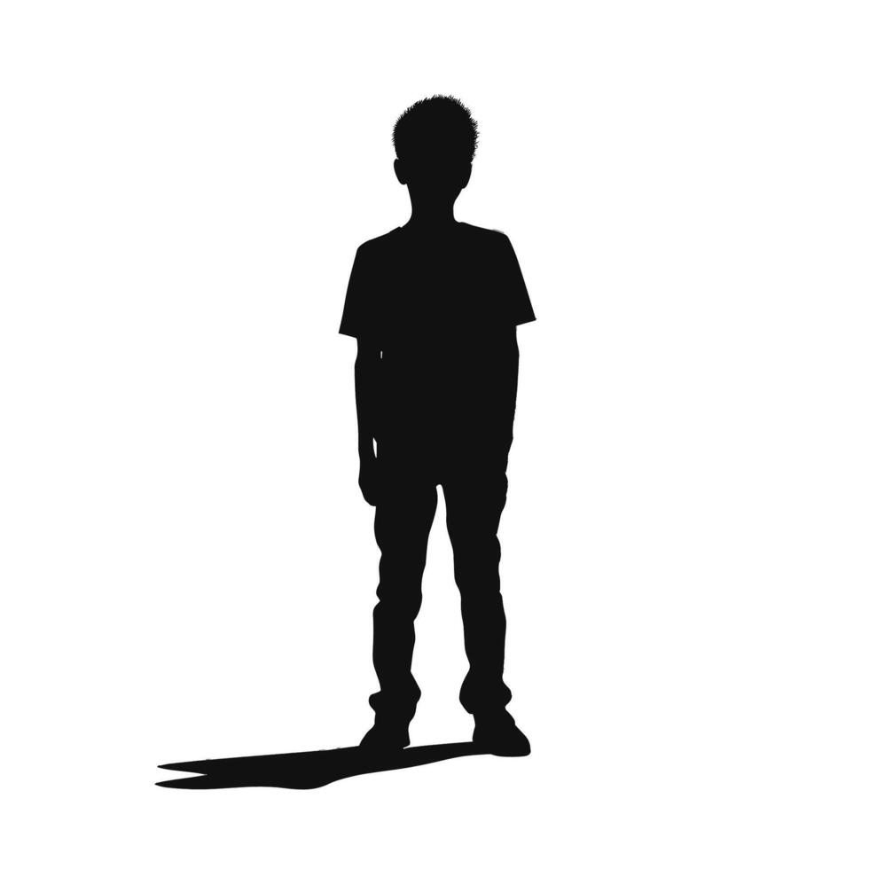 Young Boy Silhouette in Casual Pose vector