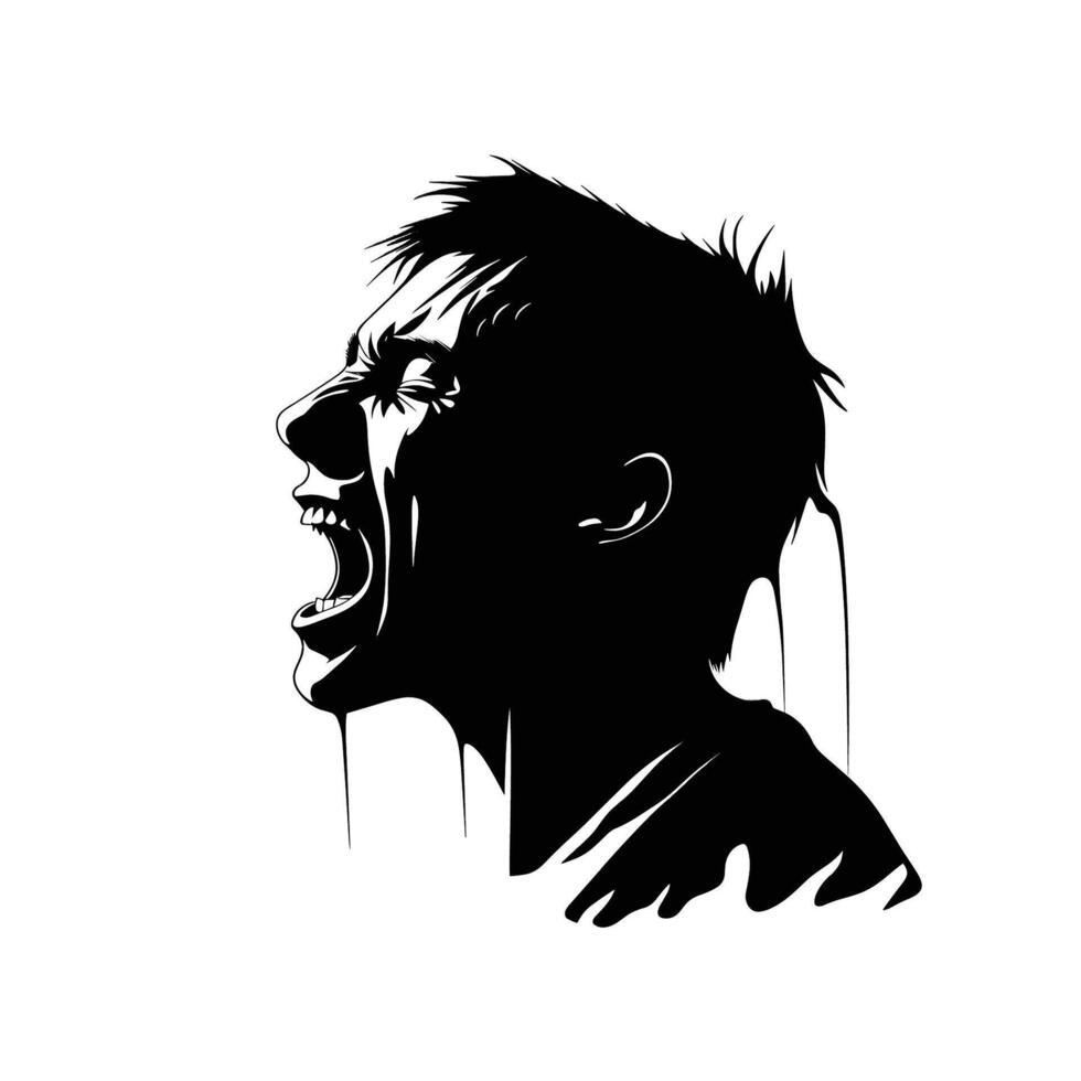Dynamic Male Silhouette Expressing Anger vector