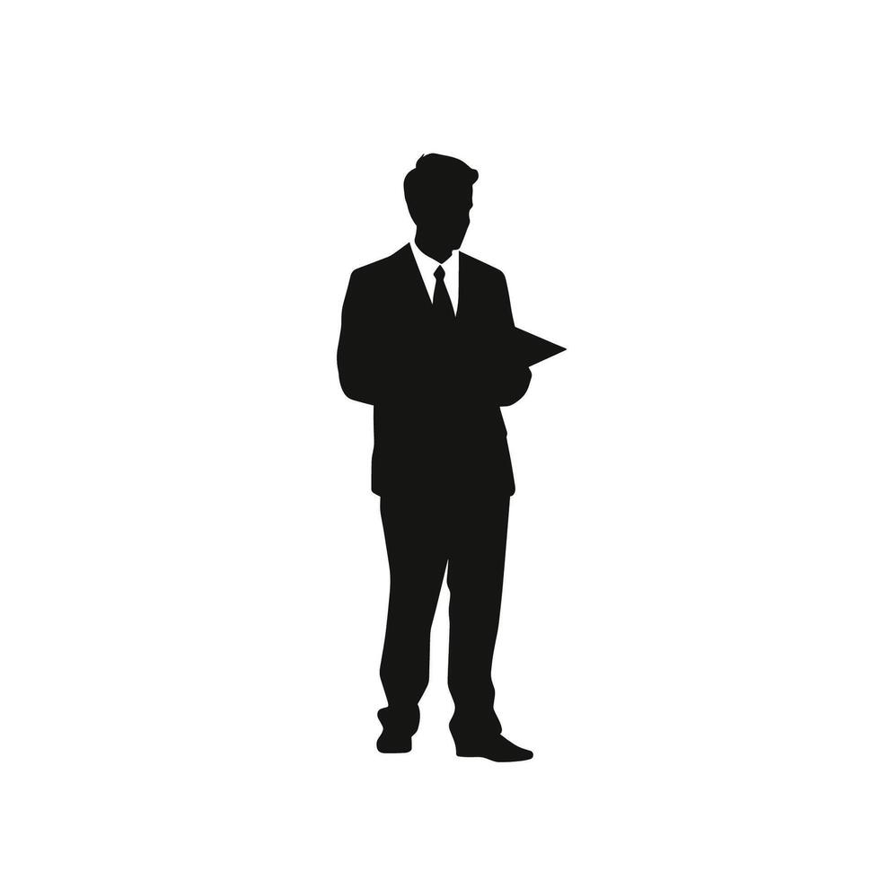 Silhouette of Businessman with Documents vector
