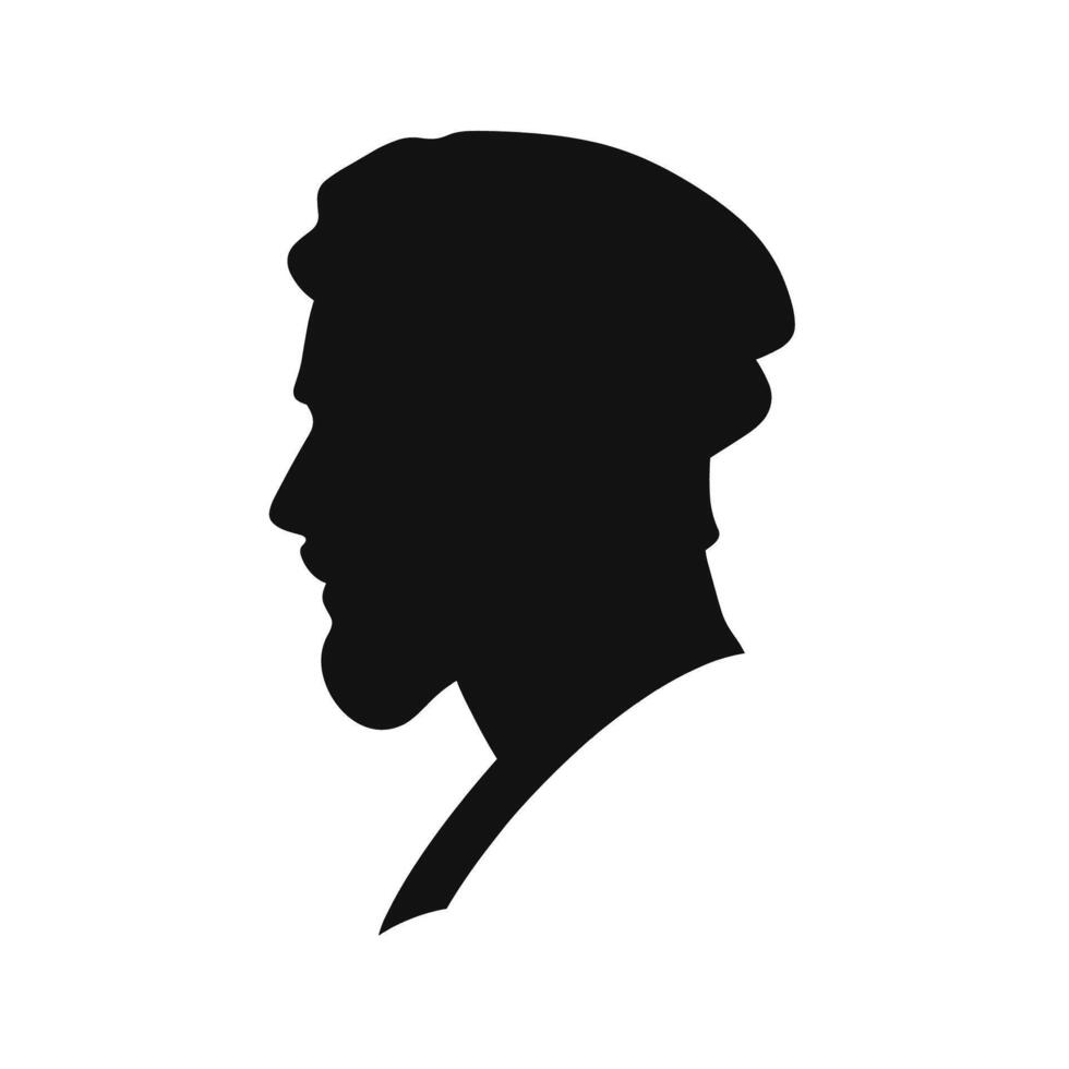 Arab people head front view silhouette vector