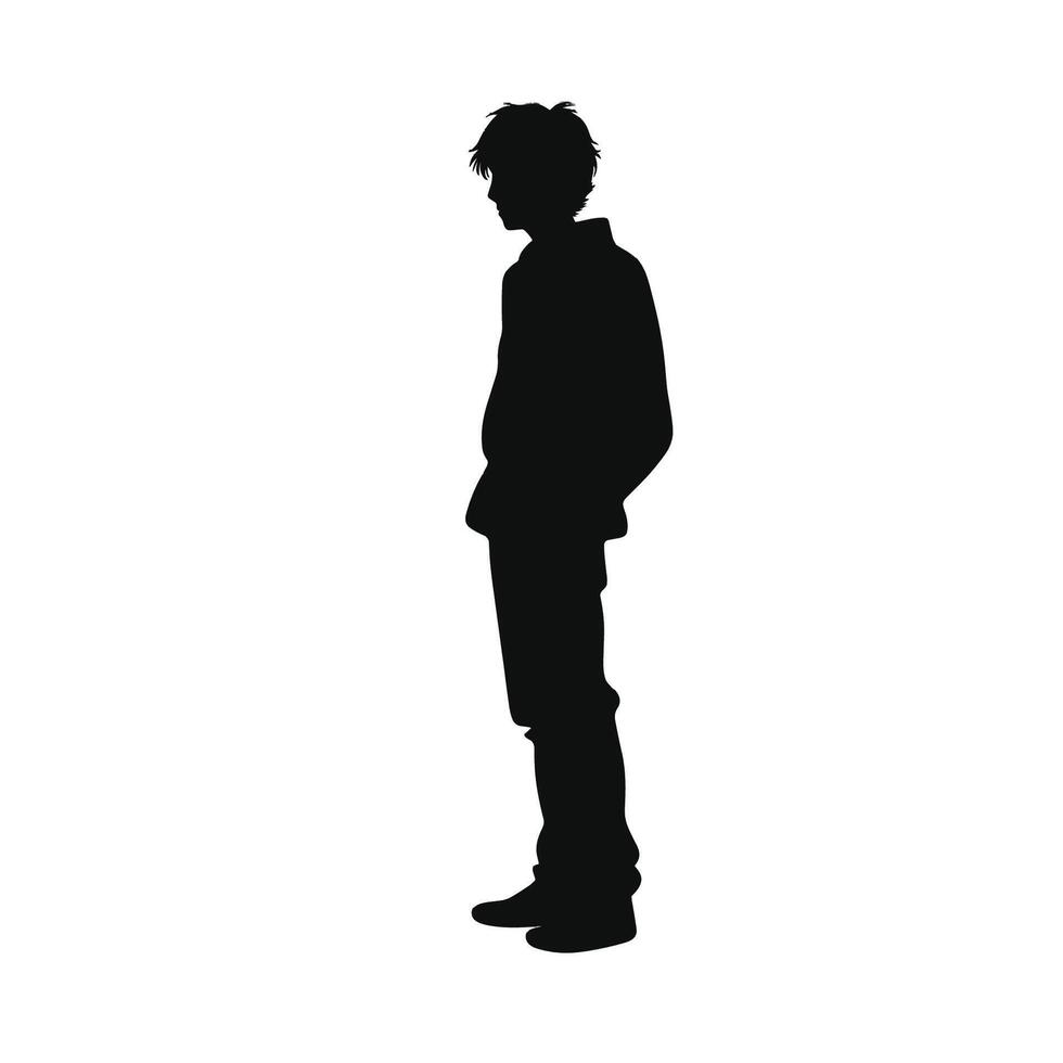 Casual Young Man Silhouette Looking Sideways vector