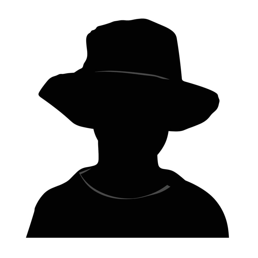 Simple Male Silhouette with Hat in Profile vector