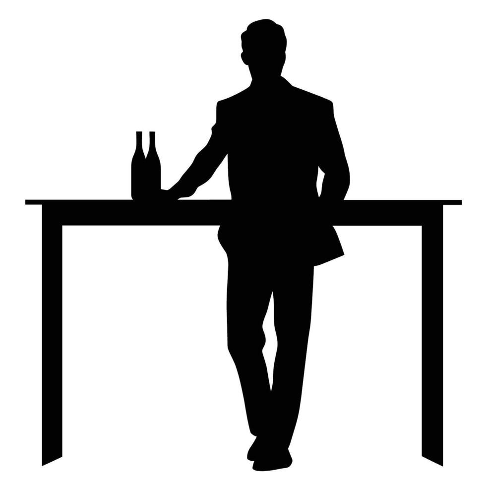 Man at Bar Silhouette vector