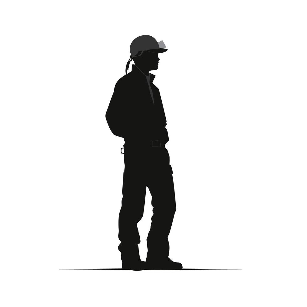 Construction Worker Silhouette with Hard Hat vector