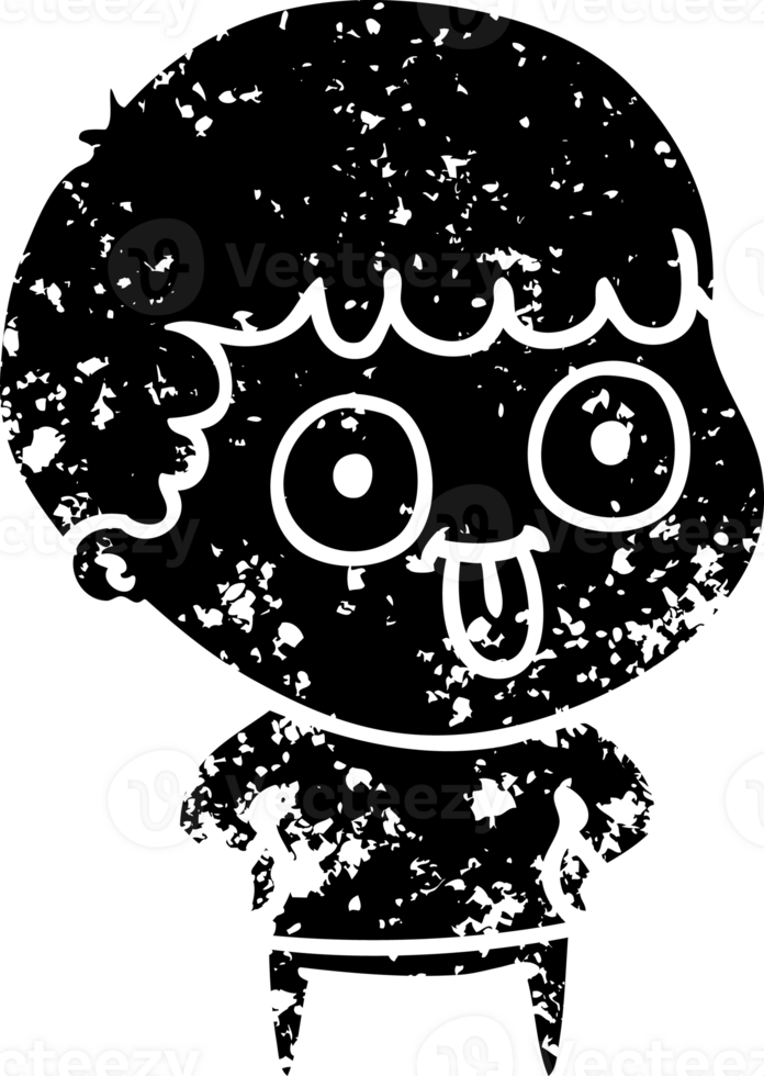 cartoon dumb kid distressed icon png