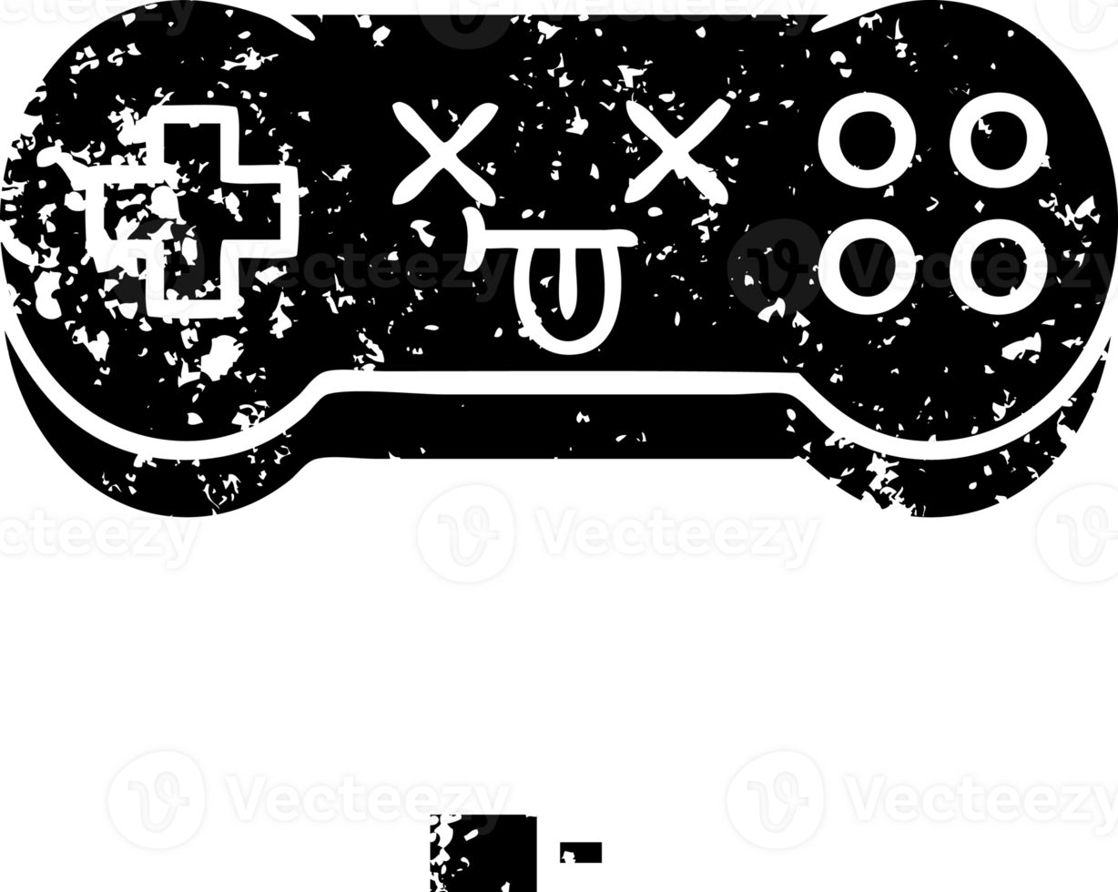 line drawing cartoon of a game controller distressed icon png
