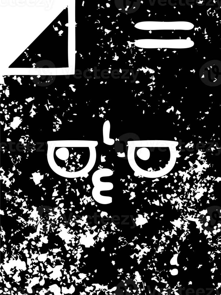 line drawing cartoon of a sheet of paper  distressed icon png