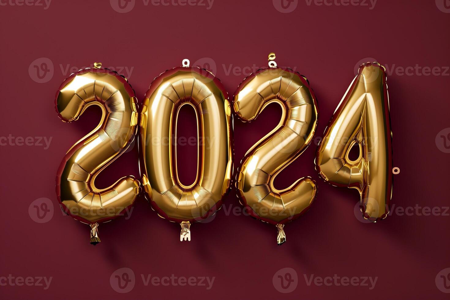 Happy new year 2024 realistic text balloons, new year photo