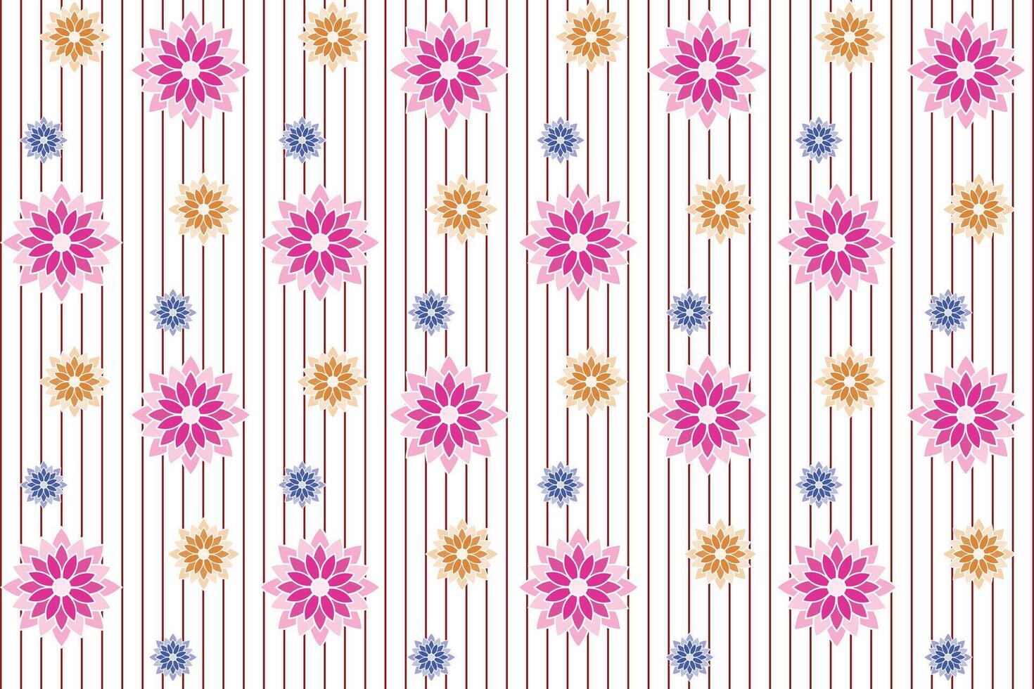 Illustration pattern, The Abstract multicolor flower on red line background. vector