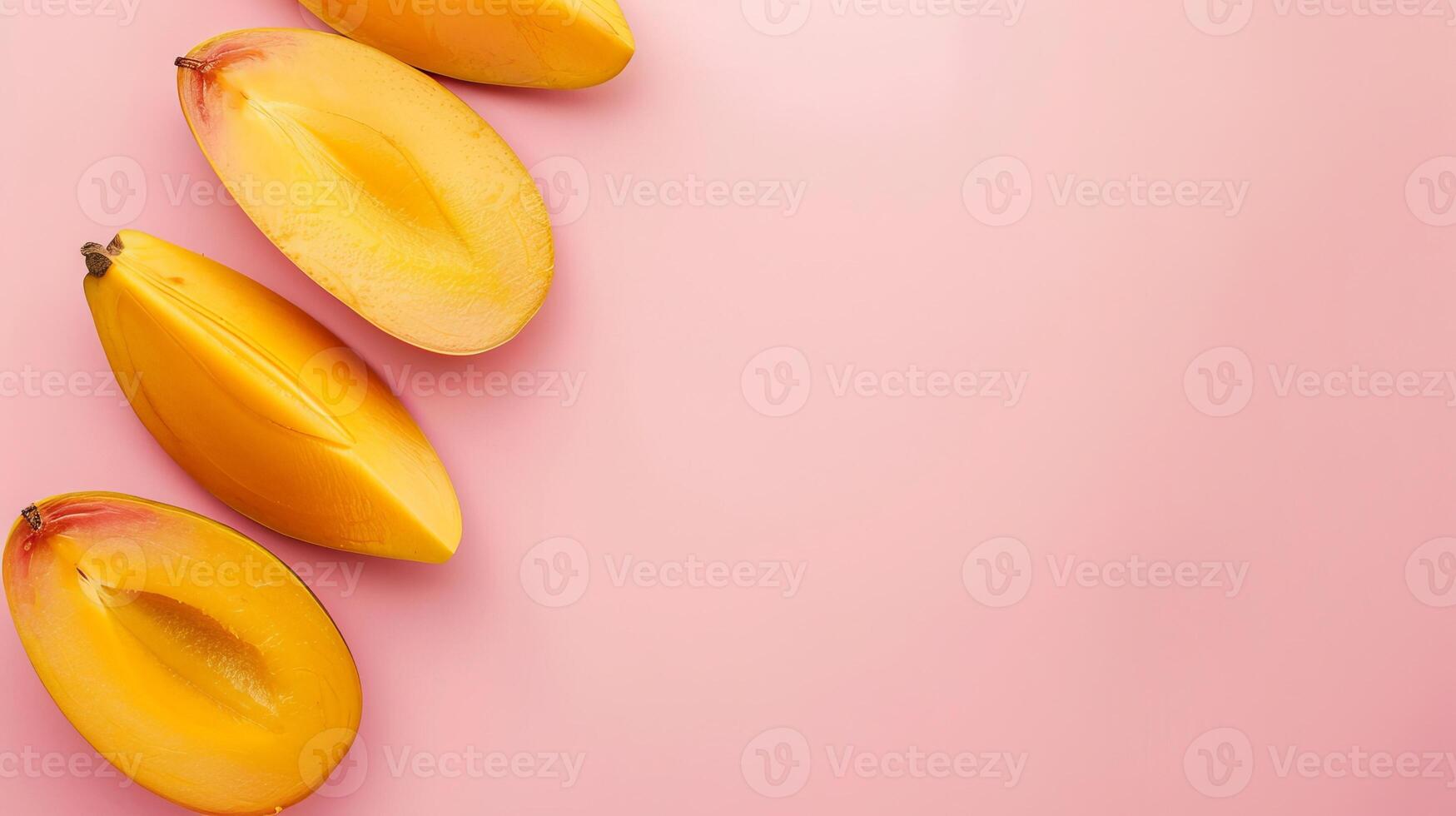 Mango fruits top view on the pastel background photo