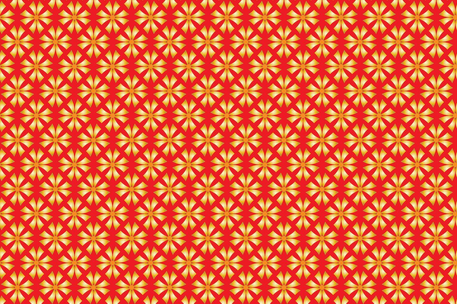Illustration pattern, Abstract Geometric Style. Repeating of abstract gold flower on red background. vector