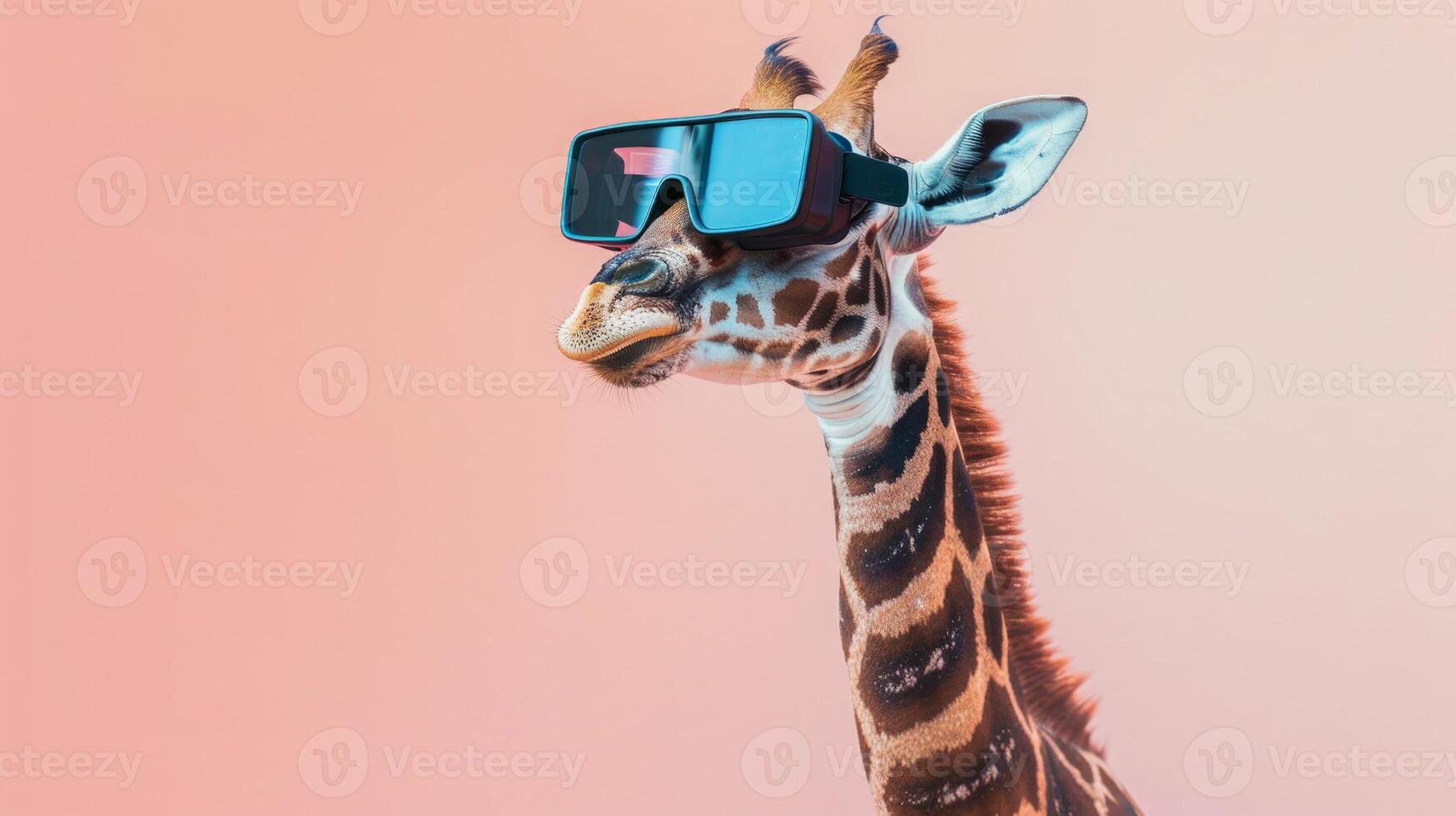 Giraffe with 3d VR glasses on the isolated background photo